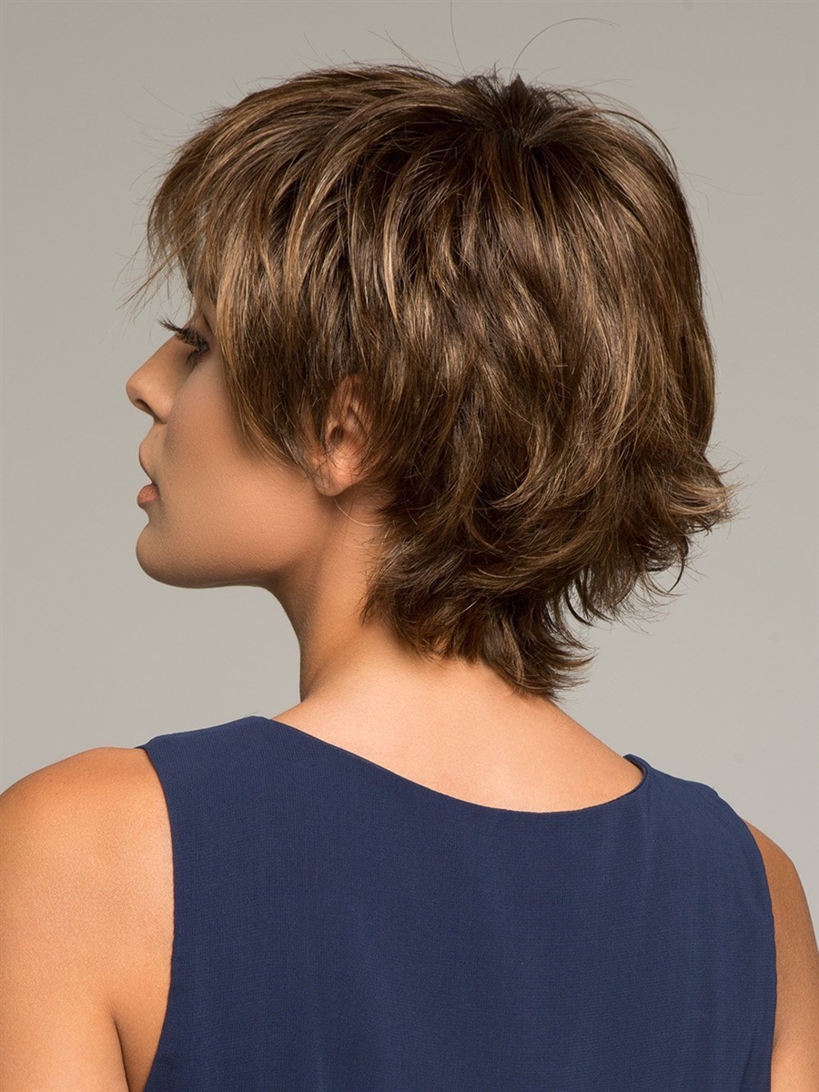 First Стильный короткий женский искусственный парик с косой челкой и прямыми волосами - Фото №8