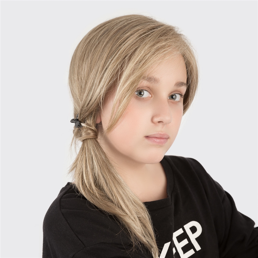 Sara Красивый длинный детский искусственный парик для девочки с косым пробором и прямыми волосами - Фото №7