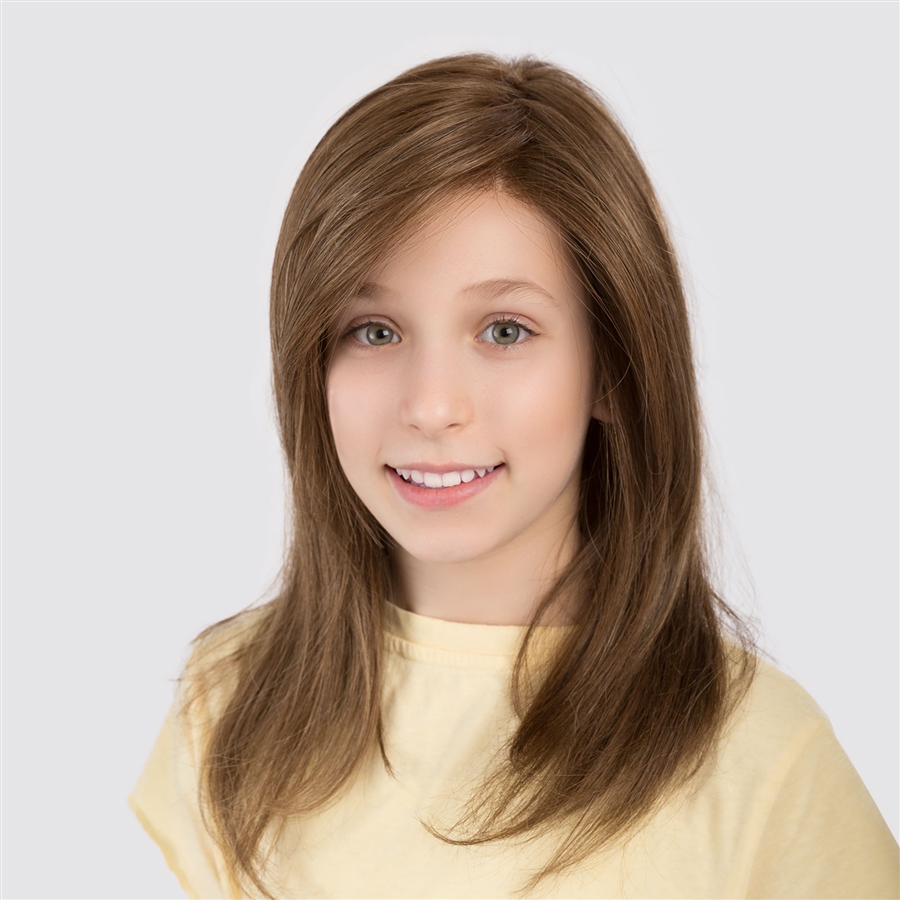 Sara Красивый длинный детский искусственный парик для девочки с косым пробором и прямыми волосами - Фото №5