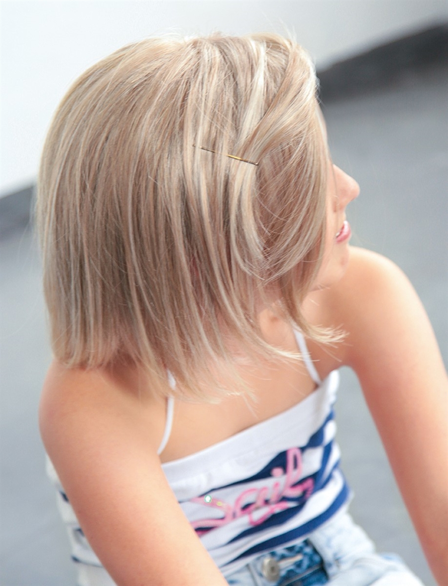Eli Изящный детский искусственный парик средней длины для девочки со стрижкой каре и прямыми волосами - Фото №2